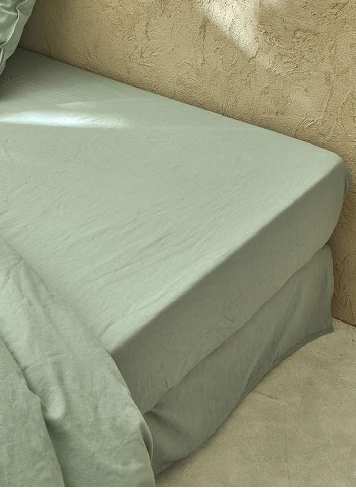 Drap-housse En Lin Et Coton Biologique | Bleu 2 Drap-housse En Lin Et Coton Biologique | Bleu – Image 2