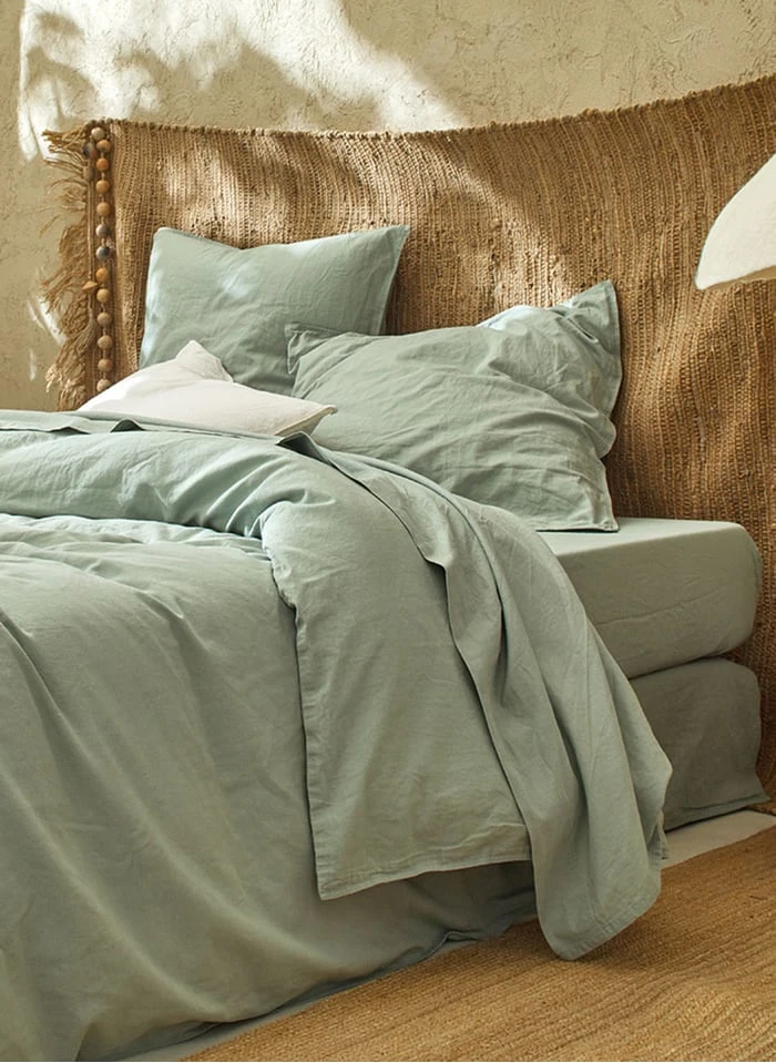 Drap-housse En Lin Et Coton Biologique | Bleu 3 Drap-housse En Lin Et Coton Biologique | Bleu – Image 3