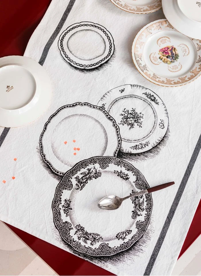 ARLETTE - Torchon Imprimé En Coton | Beige 2 ARLETTE - Torchon Imprimé En Coton | Beige – Image 2