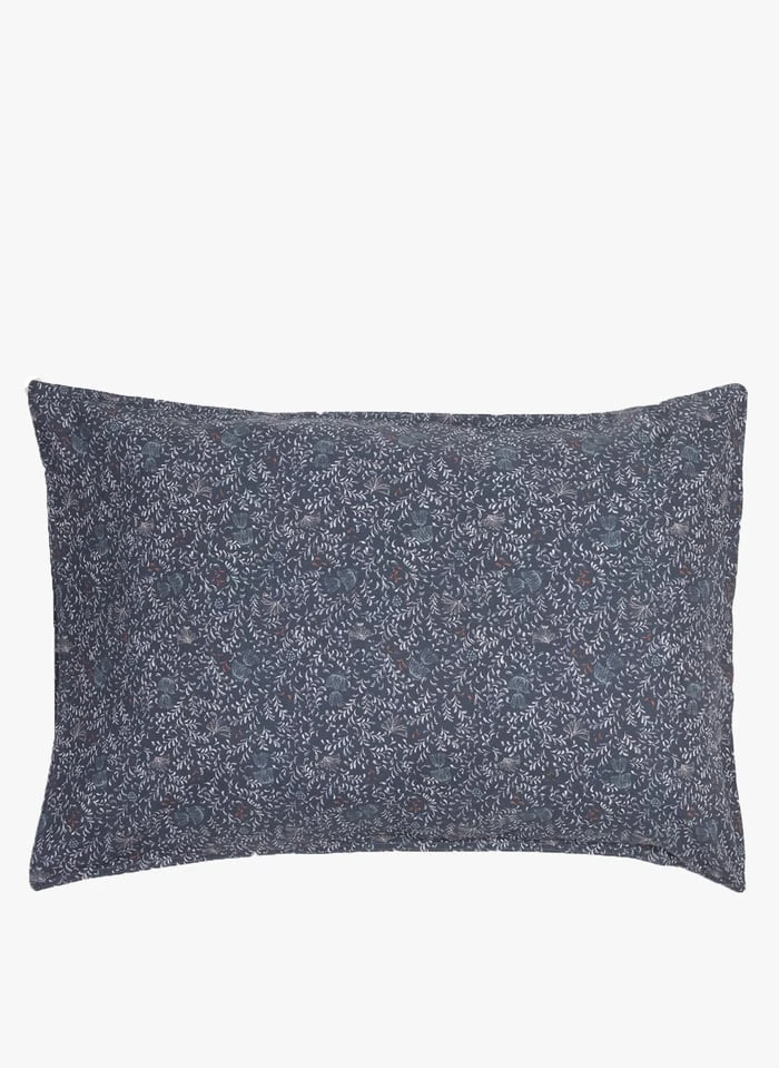 Taie D'oreiller Imprimé Fleuri En Lin Et Coton Biologique | Gris 2 Taie D'oreiller Imprimé Fleuri En Lin Et Coton Biologique | Gris – Image 2