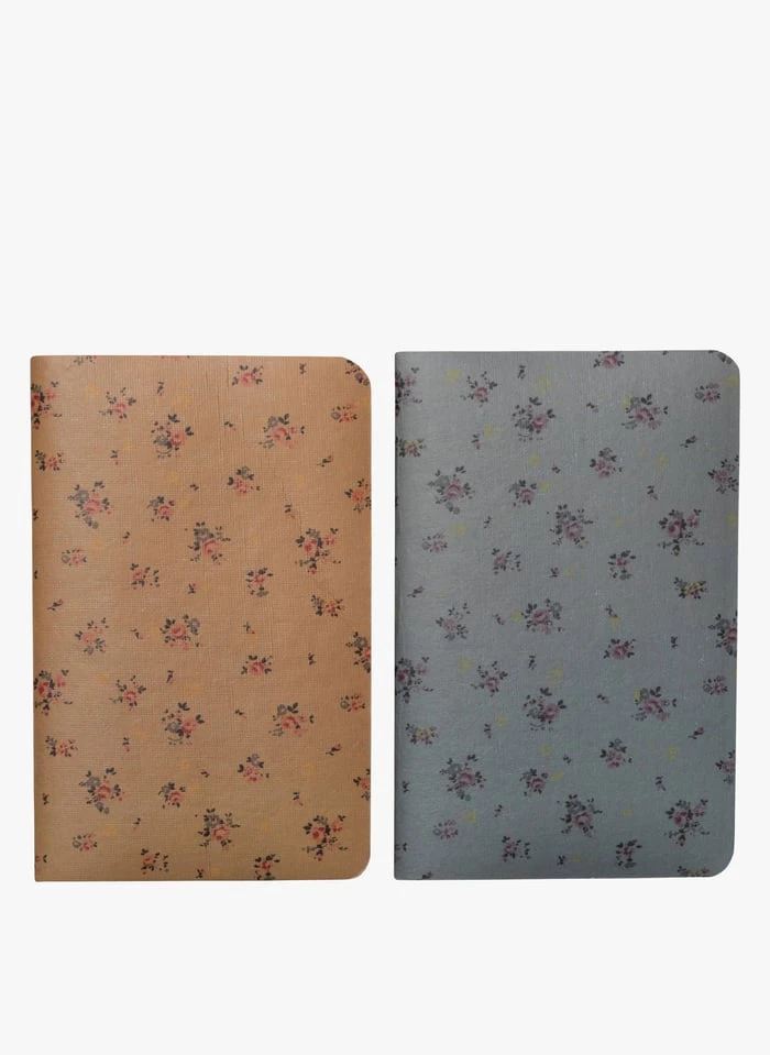 Bonton Lot De 2 Carnets Imprimé Fleuri | Gris 1 Bonton Lot De 2 Carnets Imprimé Fleuri | Gris