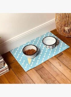 OSCREAM - Tapis De Gamelle Os Pour Chien Et Chat | Bleu