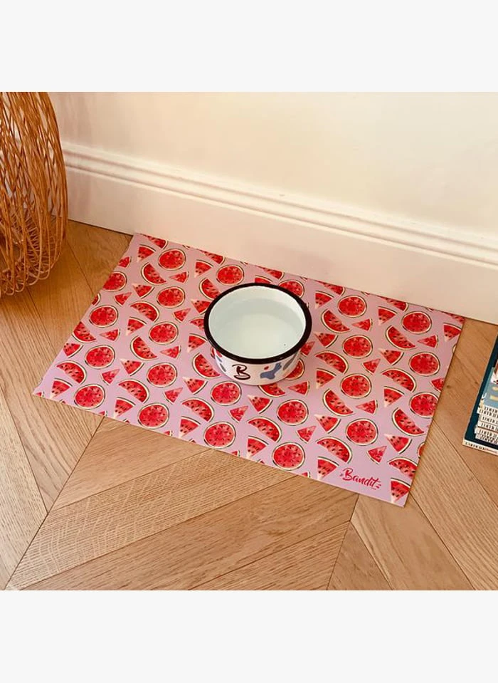 PATT'STEQUE - Tapis De Gamelle Pastèques Pour Chien Et Chat | Rose 1 PATT'STEQUE - Tapis De Gamelle Pastèques Pour Chien Et Chat | Rose