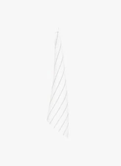 CALVI TOR - Torchon Rayé En Lin Lavé | Blanc