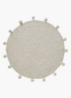 Bonton Tapis à Pompons En Coton | Beige