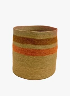 Panière à Rayures En Jacinthe D'eau | Beige