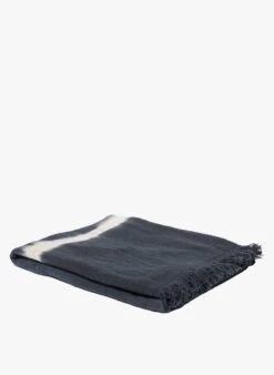 TABATHA - Plaid Frangé 150 X 180cm En Lin | Bleu