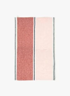 TREVISE - Torchon Rayé En Lin | Rose