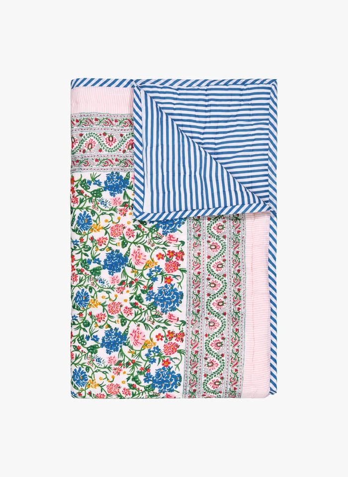 Plaid Matelassé 110x200 Cm Imprimé Floral En Coton | Rose 1 Plaid Matelassé 110x200 Cm Imprimé Floral En Coton | Rose