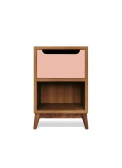 UNIK - Table De Chevet En Chene Miel | Rose