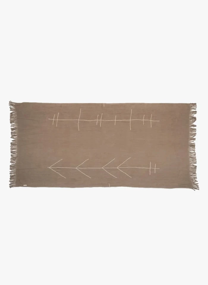 BOREAL - Plaid Brodé 130x230 Cm En Lin | Marron 2 BOREAL - Plaid Brodé 130x230 Cm En Lin | Marron – Image 2