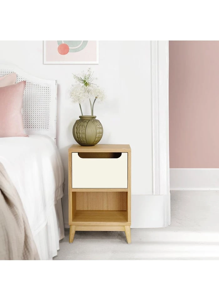 UNIK - Table De Chevet En Chene Naturel | Blanc 2 UNIK - Table De Chevet En Chene Naturel | Blanc – Image 2