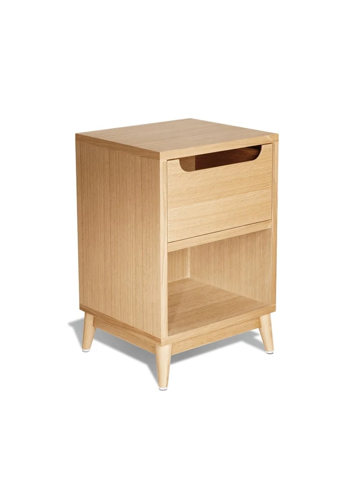 UNIK - Table De Chevet En Chene Naturel | Blanc 3 UNIK - Table De Chevet En Chene Naturel | Blanc – Image 3