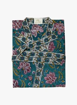 Kimono Imprimé Fleuri En Coton | Vert