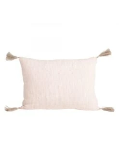 Coussin En Lin Lavé Rayé | Rose