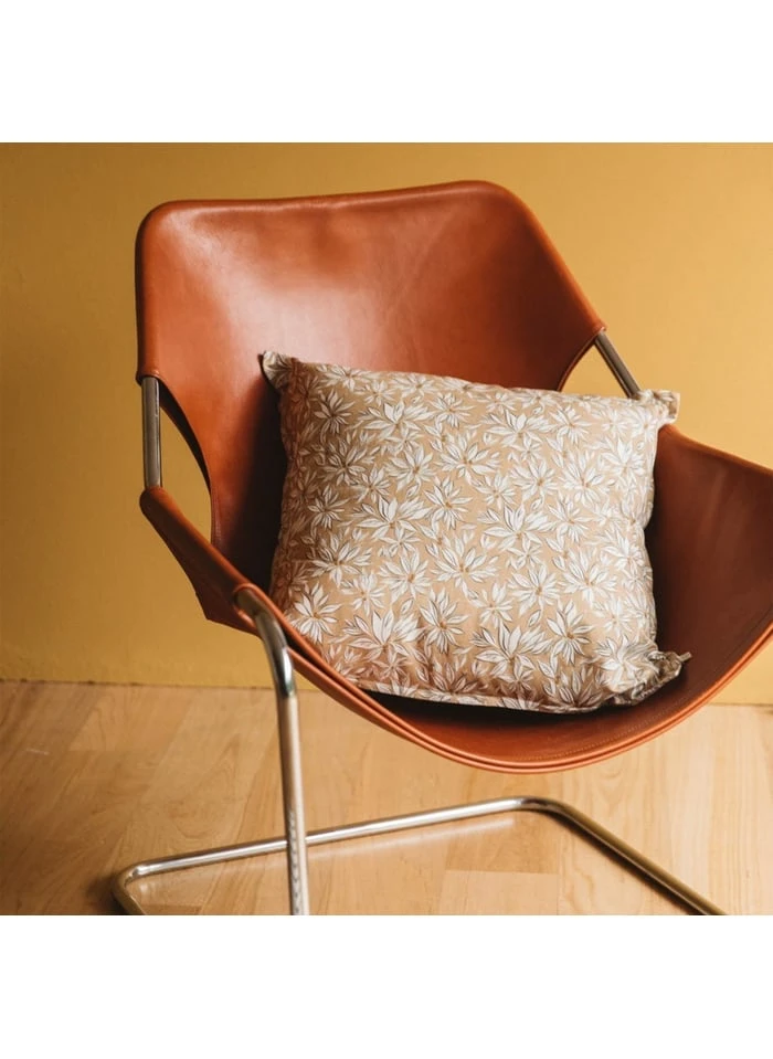 Coussin Imprimé Floral En Coton | Beige 2 Coussin Imprimé Floral En Coton | Beige – Image 2