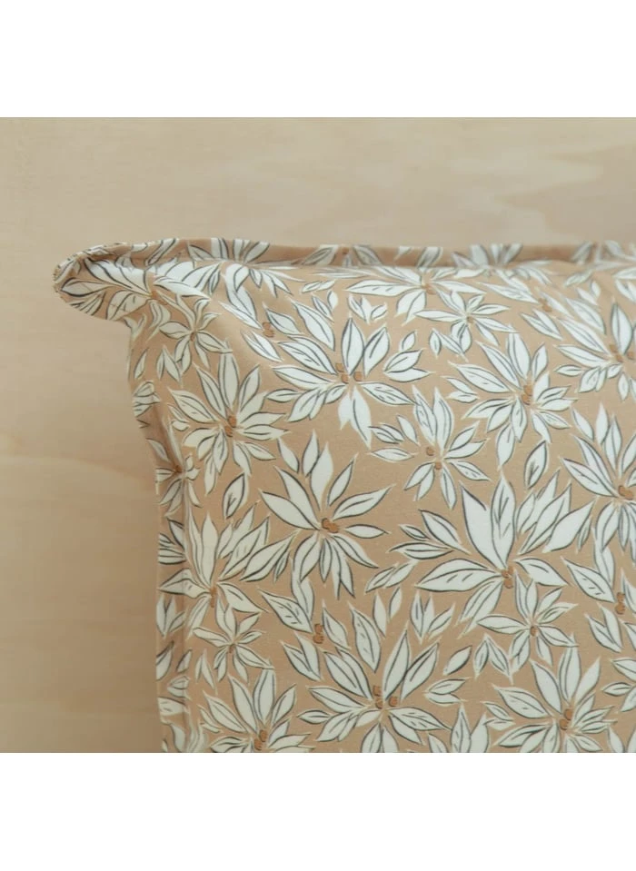 Coussin Imprimé Floral En Coton | Beige 3 Coussin Imprimé Floral En Coton | Beige – Image 3