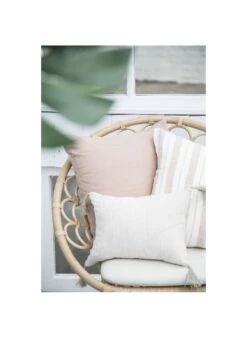 Housse De Coussin En Lin Lavé Rayé | Rose -Intérieur Décoration Magasin 3986286