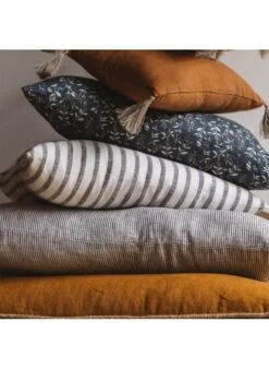 Housse De Coussin En Lin Lavé Rayé | Noir 7 Housse De Coussin En Lin Lavé Rayé | Noir -Intérieur Décoration Magasin 3986305