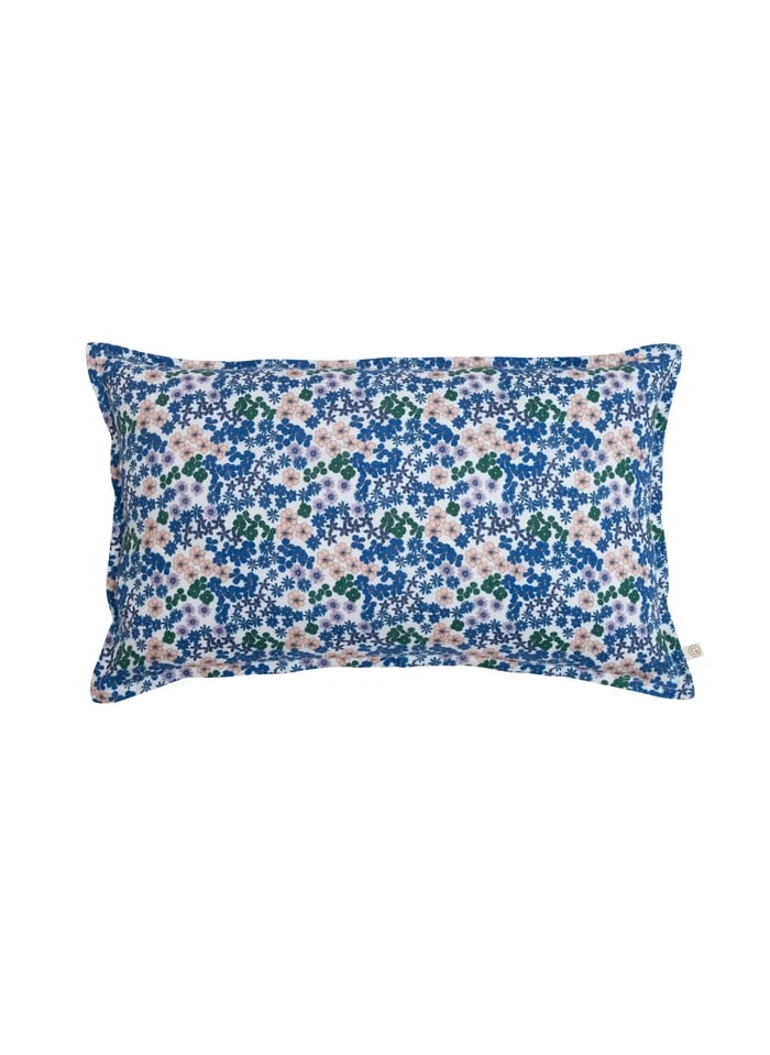 Coussin Imprimé Flower En En Lin Lavé | Bleu 1 Coussin Imprimé Flower En En Lin Lavé | Bleu