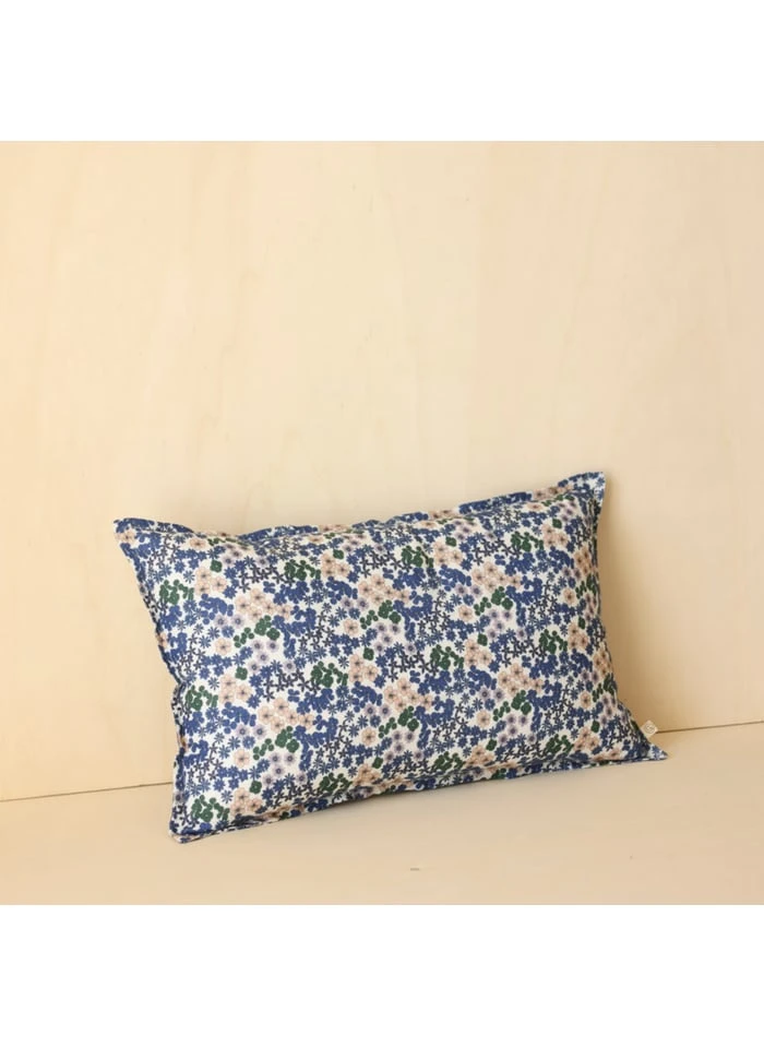 Coussin Imprimé Flower En En Lin Lavé | Bleu 2 Coussin Imprimé Flower En En Lin Lavé | Bleu – Image 2