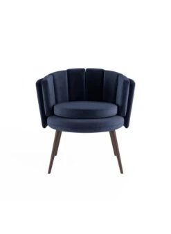 JILL - Jill - Fauteuil En Velours Ocre | Bleu