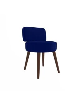 GINA - Gina - Petit Fauteuil En Velours Bleu Nuit | Bleu