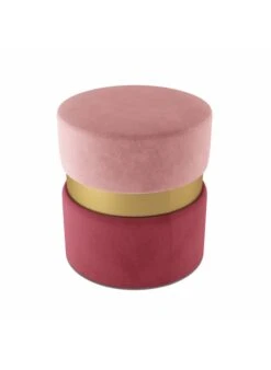 CASSIOPEE - Cassiopee - Pouf Contemporain, Bicolore Bleu Et Métal Noir | Rouge