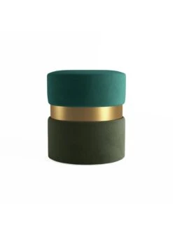CASSIOPEE - Cassiopee - Pouf Contemporain, Bicolore Bleu Et Métal Noir | Vert -Intérieur Décoration Magasin 4171658