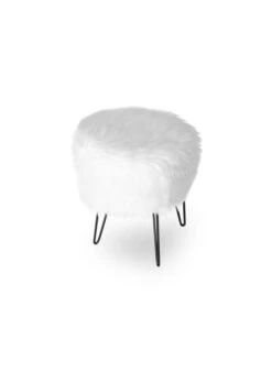 IDA - Ida - Tabouret Effet Fourrure Blanche Et Pieds En Métal Noir | Noir 5 IDA - Ida - Tabouret Effet Fourrure Blanche Et Pieds En Métal Noir | Noir -Intérieur Décoration Magasin 4171661