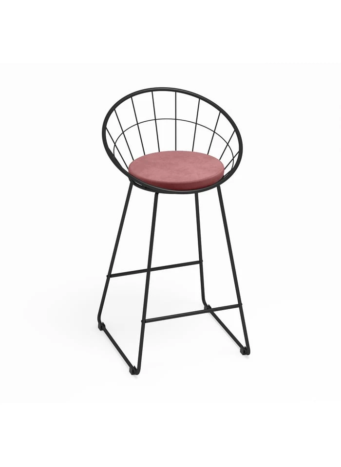 JOANE - Joane - Tabouret De Bar Velours Vert Sapin | Rose 4 JOANE - Joane - Tabouret De Bar Velours Vert Sapin | Rose – Image 4