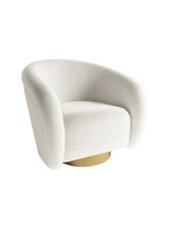 BELLA - Bella - Fauteuil Effet Laine Bouclée Et Laiton | Blanc