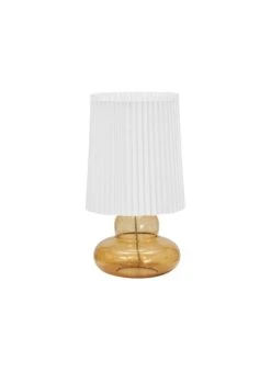 House Doctor Lampe De Table Avec Abat-jour En Verre, Tissu, Le Fer | Jaune