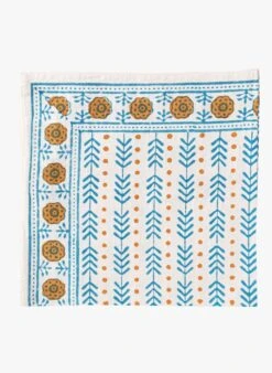 Serviette De Table Imprimé Fleuri En Coton | Bleu