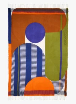 ABSTRACT - Drap De Bain Imprimé En Coton | Bleu