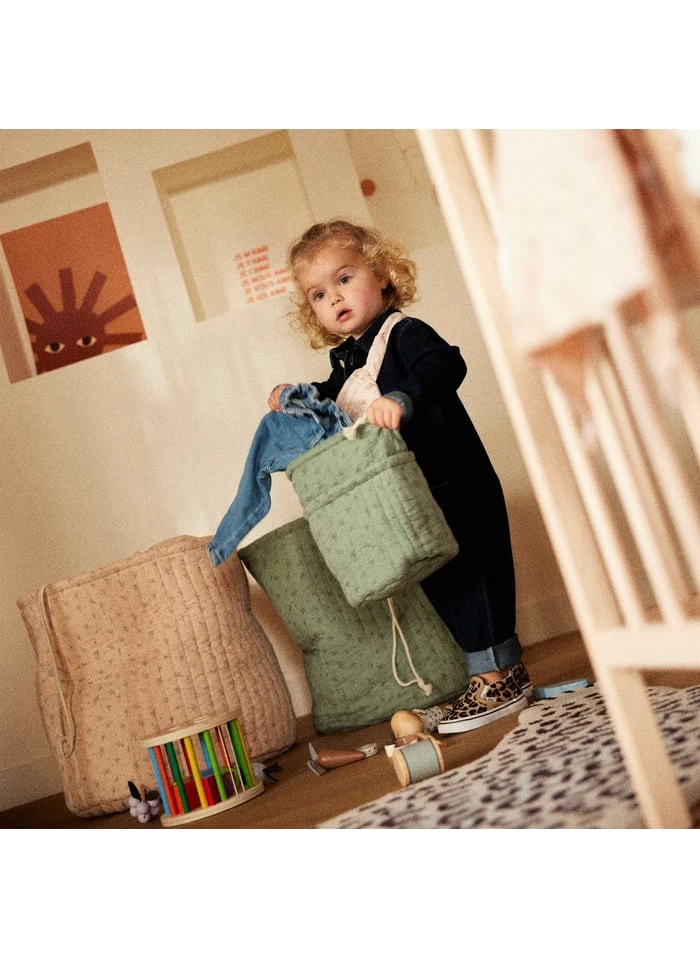 Grand Pochon Imprimé En Gaze De Coton | Beige 3 Grand Pochon Imprimé En Gaze De Coton | Beige – Image 3