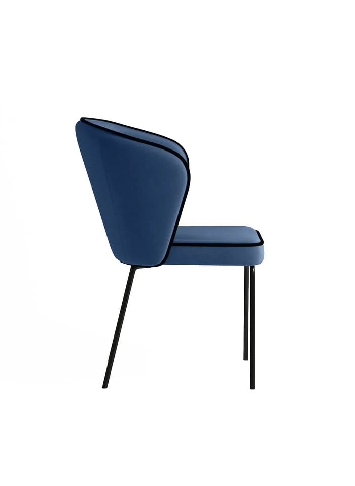 GAYA - Gaya - Chaise En Velours Avec Détail Liseré Vert Kaki | Bleu 3 GAYA - Gaya - Chaise En Velours Avec Détail Liseré Vert Kaki | Bleu – Image 3